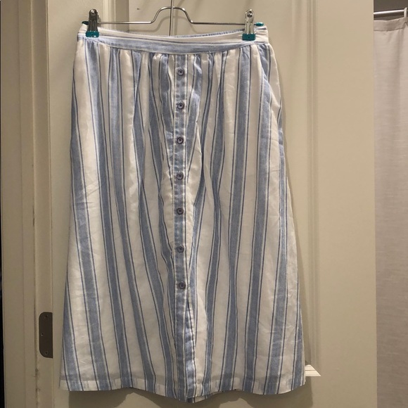 Skies Are Blue Dresses & Skirts - Blue and White Stripe Midi Skirt